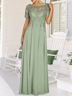 Sheath/Column Scoop Neck Floor-Length Mother of the Bride Dresses with Asymmetical Cape (SHI22500011)