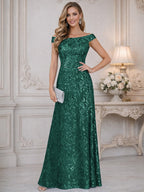 A-Line Off Shoulder Floor-Length Mother of the Bride Dresses with Sequins (SHI22500114)