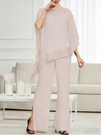 Pantsuits Separates Scoop Neck Sequins Asymmetrical Ankle-Length Mother of the Bride Dress with Slit (SHI22500132)