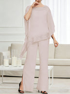 Pantsuits Separates Scoop Neck Sequins Asymmetrical Ankle-Length Mother of the Bride Dress with Slit (SHI22500132)