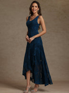 A-Line/Princess Two-Piece Asymmetrical Appliques Ankle-Length Mother of the Bride Dresses with Jacket (SHI22500149)