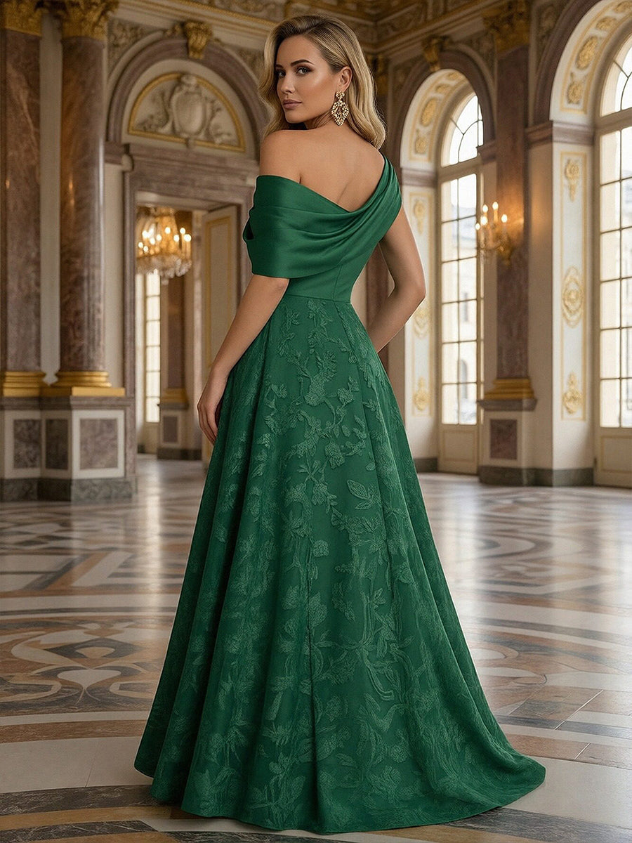 A-Line Floor Length One Shoulder Long Mother of the Bride Dresses with Lace (SHI22500179)