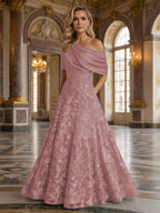 A-Line Floor Length One Shoulder Long Mother of the Bride Dresses with Lace (SHI22500179)