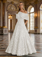 A-Line Floor Length One Shoulder Long Mother of the Bride Dresses with Lace (SHI22500179)