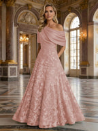 A-Line Floor Length One Shoulder Long Mother of the Bride Dresses with Lace (SHI22500179)