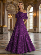 A-Line Floor Length One Shoulder Long Mother of the Bride Dresses with Lace (SHI22500179)