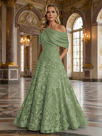 A-Line Floor Length One Shoulder Long Mother of the Bride Dresses with Lace (SHI22500179)