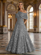 A-Line Floor Length One Shoulder Long Mother of the Bride Dresses with Lace (SHI22500179)