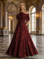 A-Line Floor Length One Shoulder Long Mother of the Bride Dresses with Lace (SHI22500179)