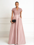 Off Shoulder Lace Appliques Sequins Mother of the Bride Dresses with Ruffles (SHI22500548)