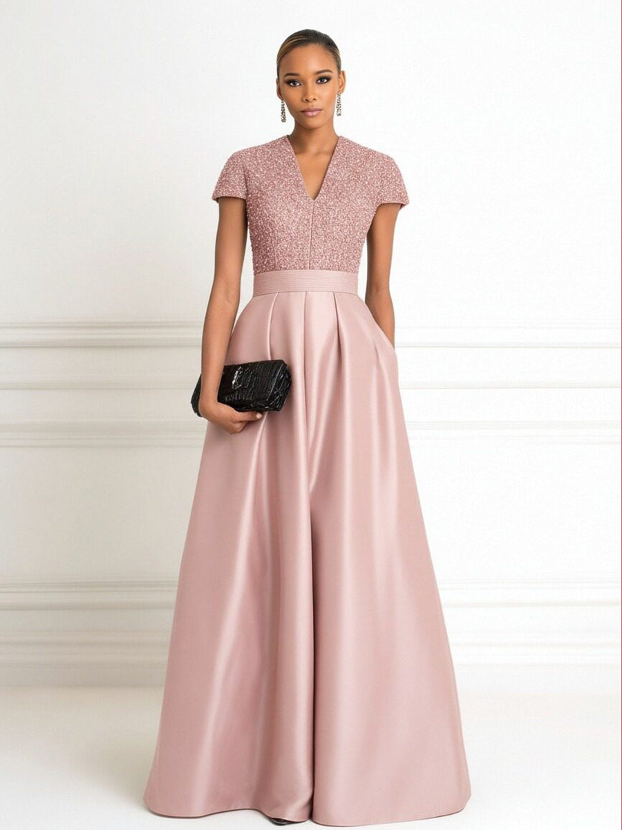 Off Shoulder Lace Appliques Sequins Mother of the Bride Dresses with Ruffles (SHI22500548)