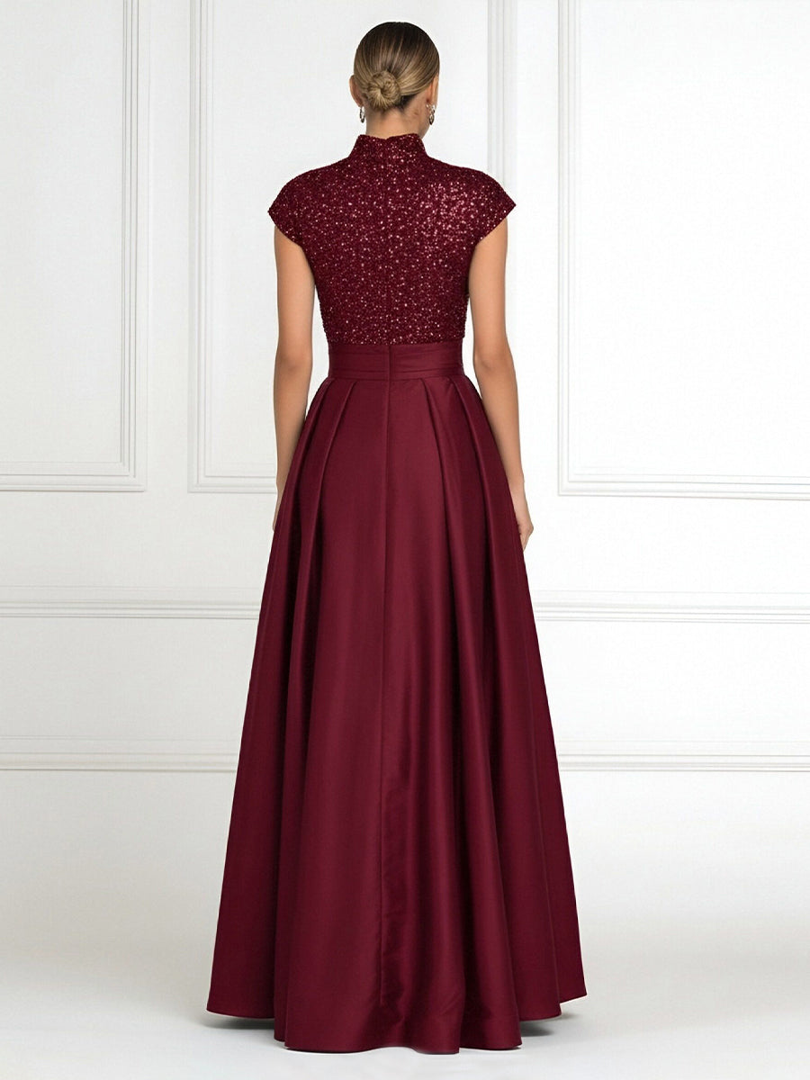 Sheath/Column V-Neck Jacquard Maxi Mother of the Bride & Groom Dresses with Ruffles & Slit (SHI25001047)