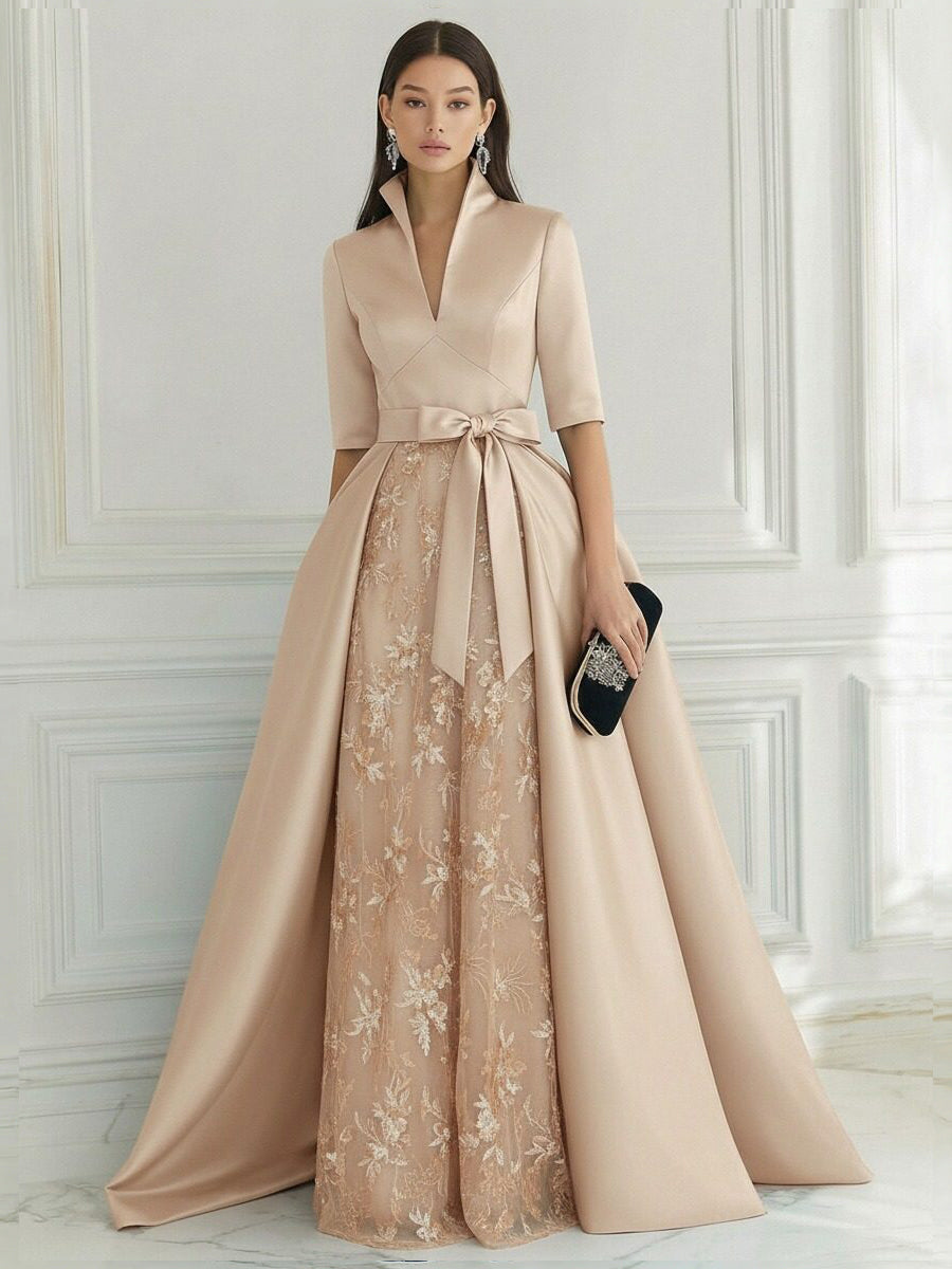 A-Line/Princess Scoop Neck Jacquard Floor-Length Mother of the Bride & Groom Dresses with Ruched Waist (SHI22501615)