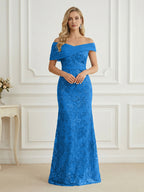 Mermaid Off Shoulder Short Sleeve Long Elegant Mother of the Bride Dresses with Sequin (SHI22500242)