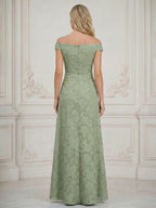 A Line Shirt Collar Half Sleeve Long Elegant Mother of the Bride Dresses with Pleats (SHI22500203)