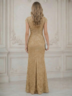 Cape Sleeve Floral Jacquard Satin Tea-Length Ruched Mother of the Bride Dresses 2 Piece (SHIA22500528)