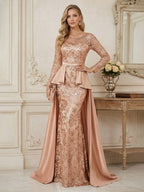 A-Line/Princess Sweetheart Chiffon Maxi Mother of the Bride & Groom Dresses with Lace Appliques & Sweep Train (SHI22501652)