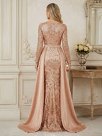 A-Line/Princess Sweetheart Chiffon Maxi Mother of the Bride & Groom Dresses with Lace Appliques & Sweep Train (SHI22501652)