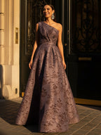 Mermaid Scoop Long Sleeve Floor Length Mother of the Bride Dresses with Peplum & Appliques (SHI22500269)