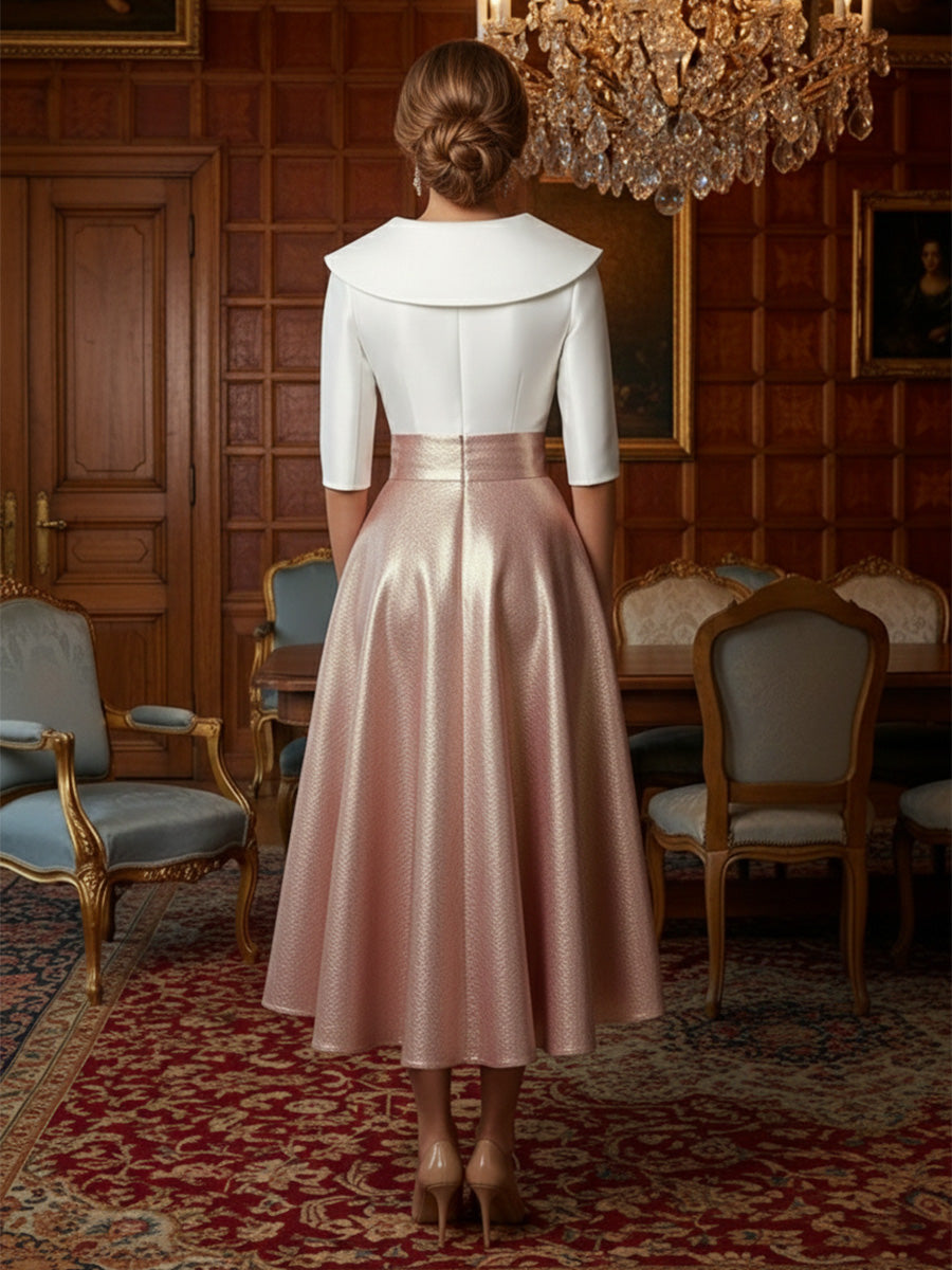 Sleeveless V-Neck Ruched Jacquard Satin Mother of the Bride Dresses (SHI22500512)