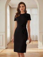 Satin Scoop Neck Mother of the Bride & Groom Dresses with 3D Flower (SHI22500338)