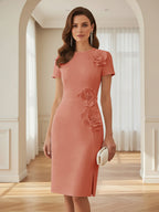 Satin Scoop Neck Mother of the Bride & Groom Dresses with 3D Flower (SHI22500338)