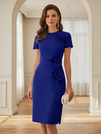 Satin Scoop Neck Mother of the Bride & Groom Dresses with 3D Flower (SHI22500338)