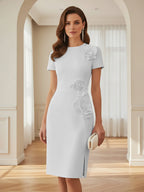 Satin Scoop Neck Mother of the Bride & Groom Dresses with 3D Flower (SHI22500338)