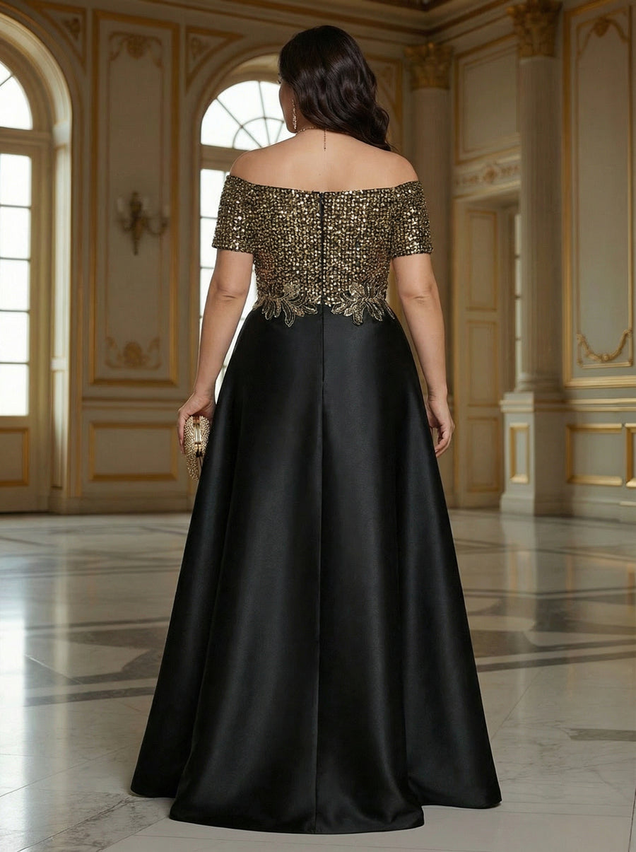 A-Line Chiffon 3/4 Flutter Sleeves Mother of the Bride & Groom Dresses with Beaded Lace Embroidered Bodice (SHI22500645)