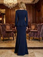 Sheath Chiffon Cape Sleeves Maxi Mother of the Bride & Groom Dresses with Ruched Waist (SHI22500727)