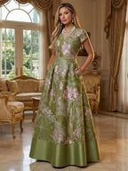 A-Line Chiffon Short Sleeves Mother of the Bride & Groom Dresses with Sequin Bodice (SHI22500685)