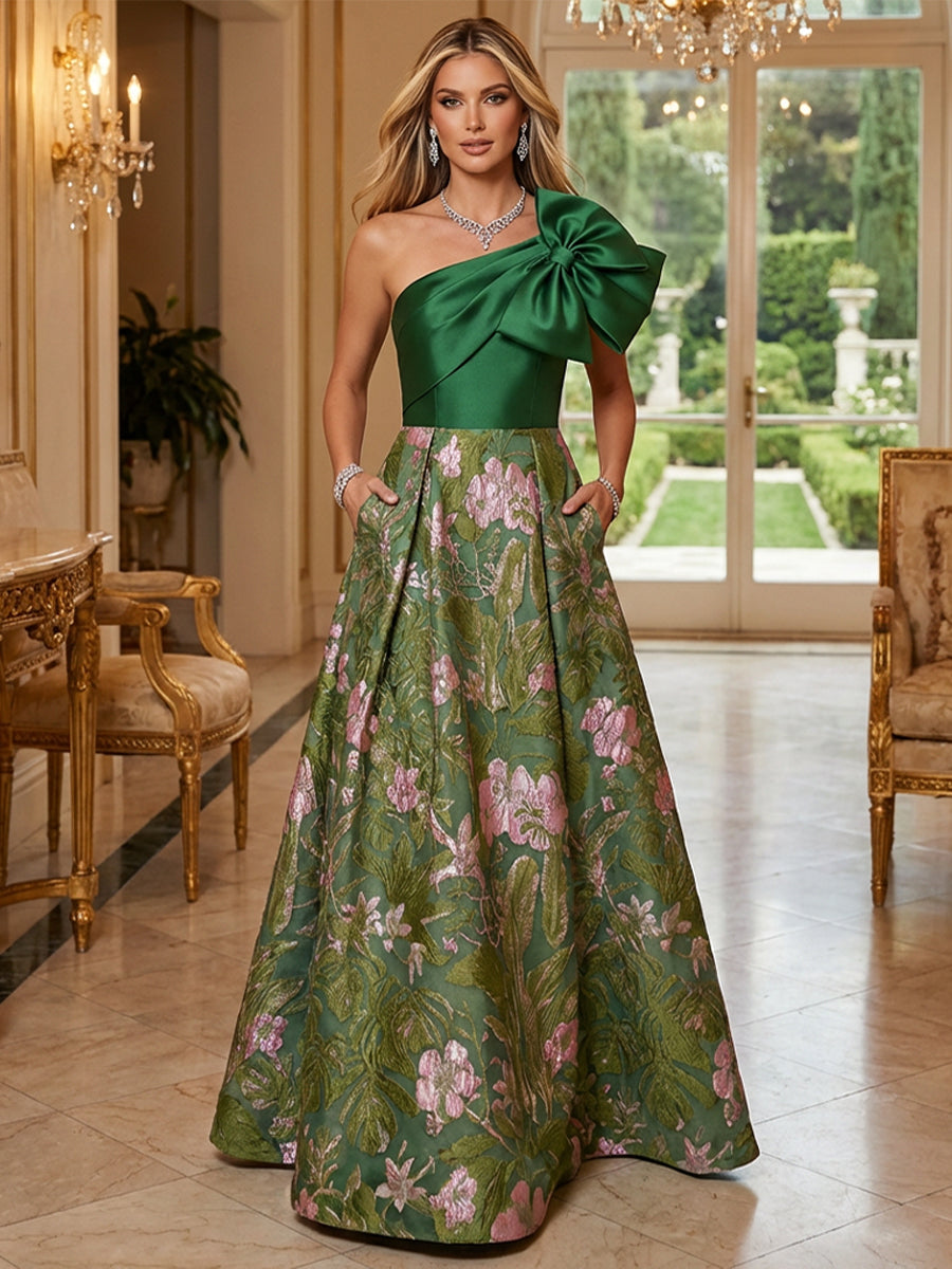 A-Line/Princess V-Neck Satin Tea-Length Mother of the Bride Dresses with Flower (SHI22500080)