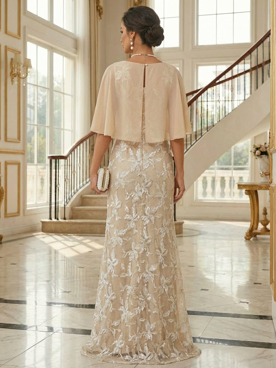 A-Line Chiffon Tiered Ruffles Mother of the Bride & Groom Dresses with Ruched Waist (SHI22500724)