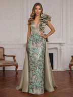 Sleeveless Lace Appliques Mother of the Bride Dresses with 3D Flower (SHI22500545)