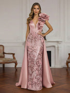 Sleeveless Lace Appliques Mother of the Bride Dresses with 3D Flower (SHI22500545)