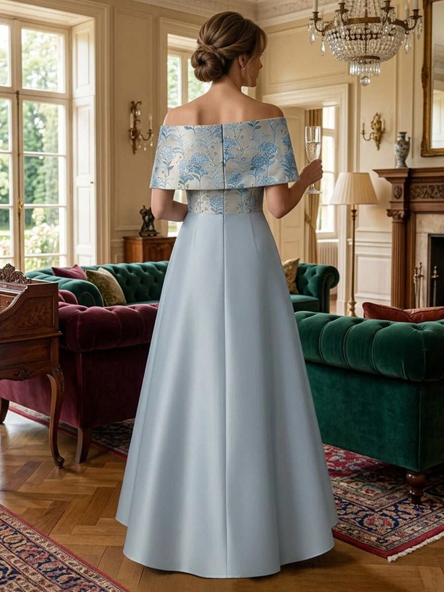 A Line Scoop 3/4 Sleeve Long Mixed Mother of the Bride Dresses with Sequins (SHI22500171)