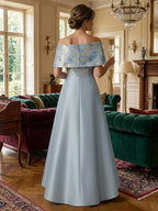 A Line Scoop 3/4 Sleeve Long Mixed Mother of the Bride Dresses with Sequins (SHI22500171)