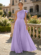 A-Line Pleated Chiffon One Shoulder Floor-Length Mother of the Bride & Groom Dresses (SHI22500625)