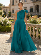 A-Line Pleated Chiffon One Shoulder Floor-Length Mother of the Bride & Groom Dresses (SHI22500625)