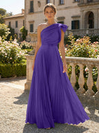 A-Line Pleated Chiffon One Shoulder Floor-Length Mother of the Bride & Groom Dresses (SHI22500625)