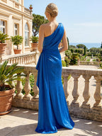 Satin V Neck Floral Print A Line Mother of the Bride Dresses (SHIR1110445)