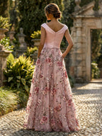 A-Line Floral Sequin Lace Floor-Length Mother of the Bride & Groom Dresses with Ruched Satin Bodice (SHI22500639)
