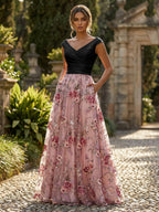 A-Line Floral Sequin Lace Floor-Length Mother of the Bride & Groom Dresses with Ruched Satin Bodice (SHI22500639)