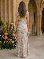 Sheath/Column Halter Scoop Neck Floor-Length Mother of the Bride Dresses with Lace Appliques (SHI22500106)