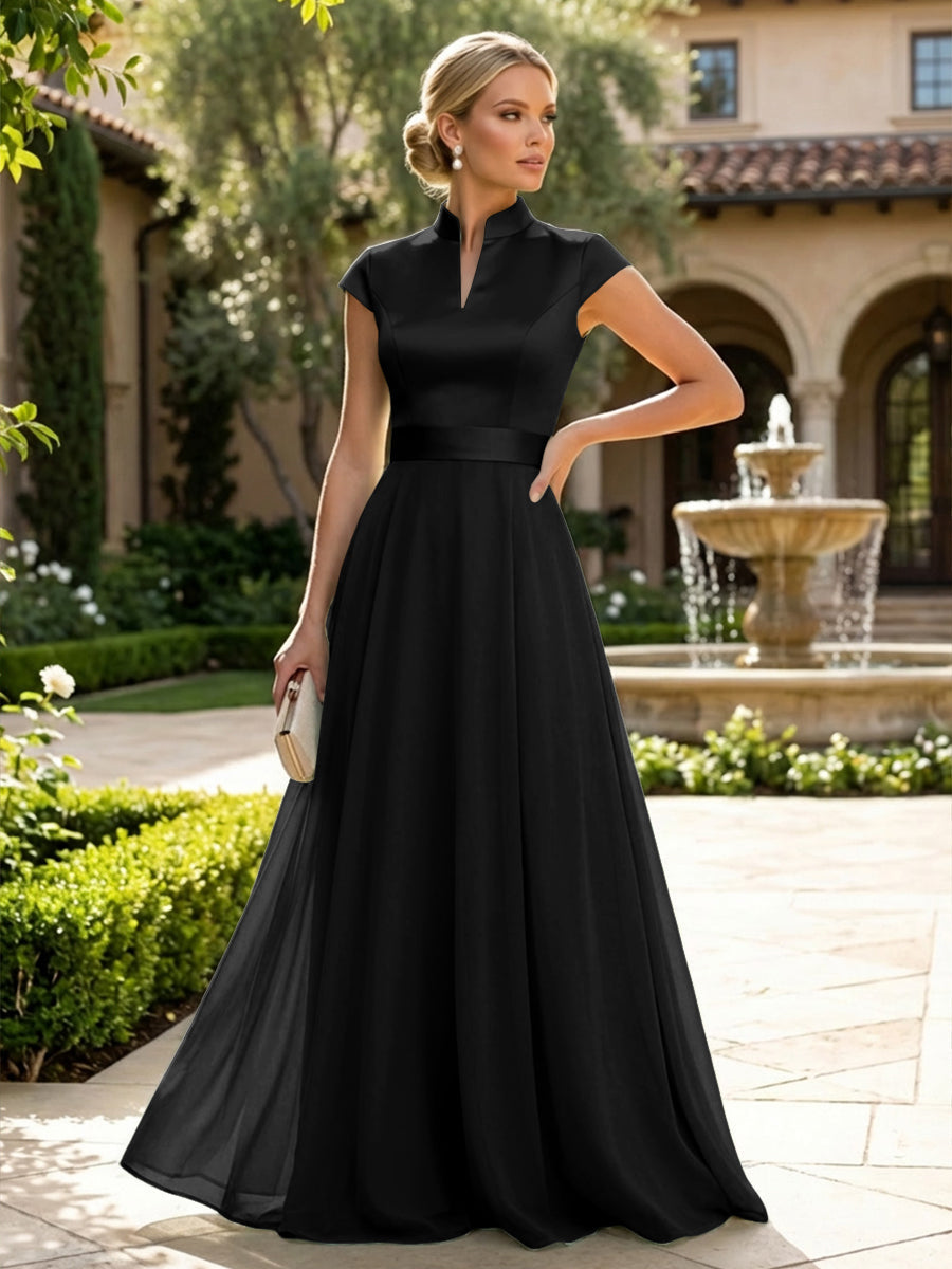 Elegant A-Line Chiffon Floor-Length Mother of the Bride & Groom Dresses with Satin Corset Bodice (SHI22500678)