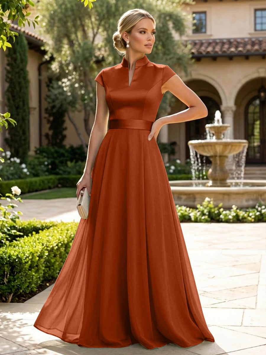 Elegant A-Line Chiffon Floor-Length Mother of the Bride & Groom Dresses with Satin Corset Bodice (SHI22500678)