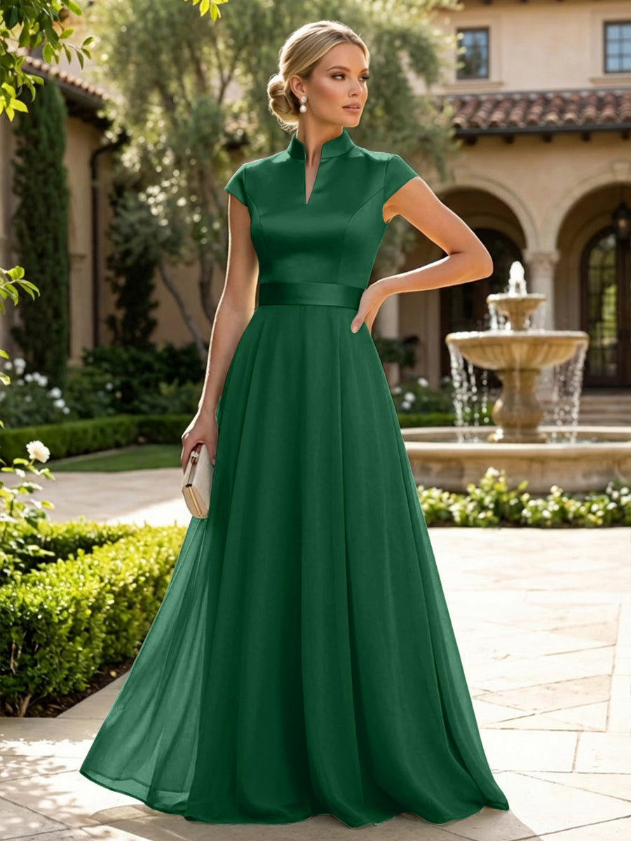 Elegant A-Line Chiffon Floor-Length Mother of the Bride & Groom Dresses with Satin Corset Bodice (SHI22500678)