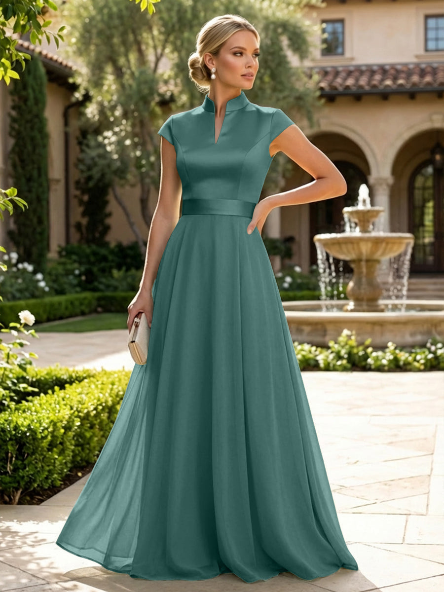 Elegant A-Line Chiffon Floor-Length Mother of the Bride & Groom Dresses with Satin Corset Bodice (SHI22500678)