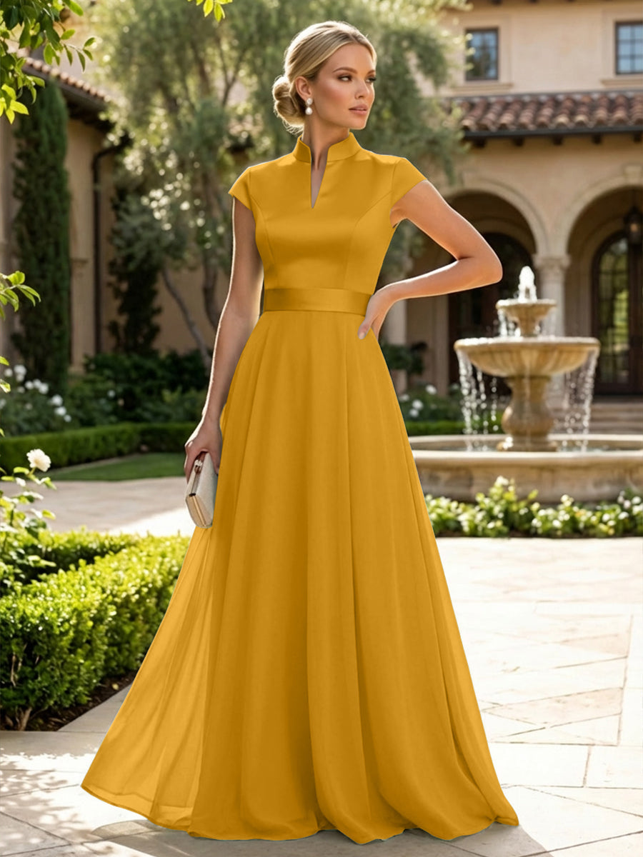 Elegant A-Line Chiffon Floor-Length Mother of the Bride & Groom Dresses with Satin Corset Bodice (SHI22500678)