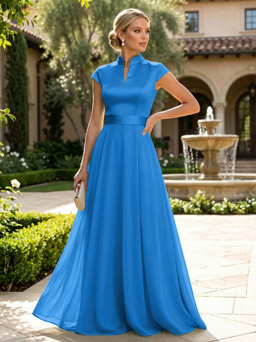 Elegant A-Line Chiffon Floor-Length Mother of the Bride & Groom Dresses with Satin Corset Bodice (SHI22500678)